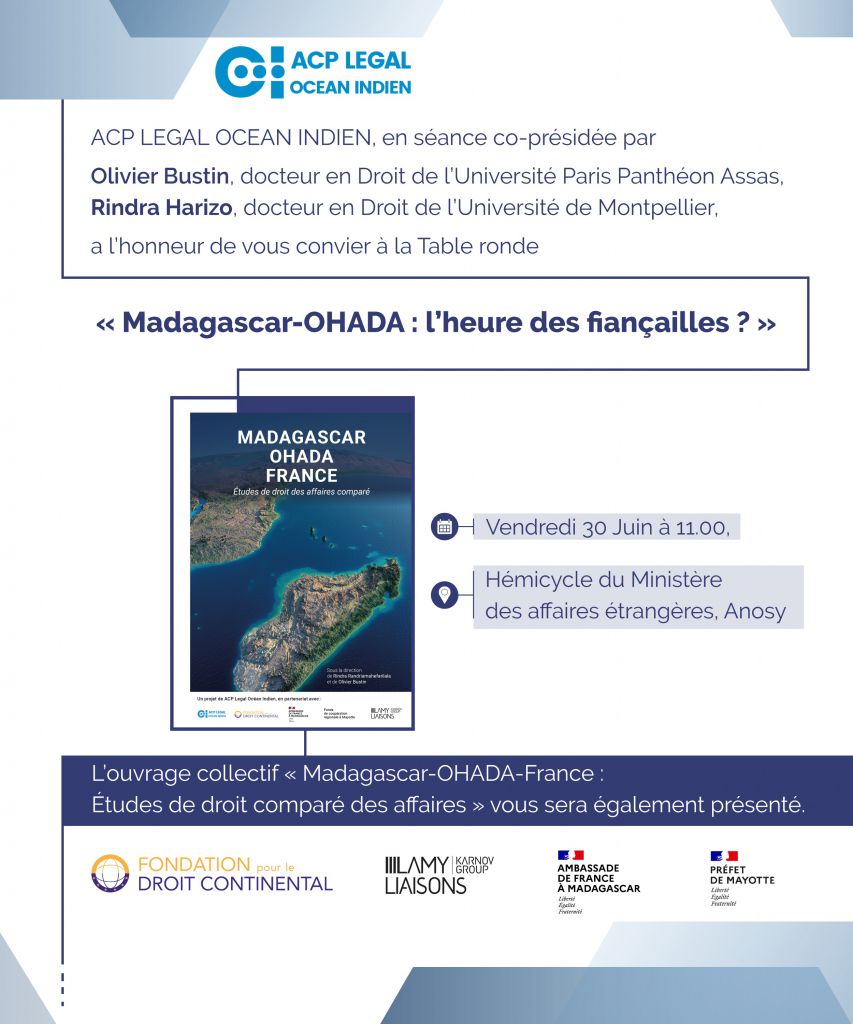 Présentation officielle de l’ouvrage « Madagascar-OHADA-France : Etudes de droit des affaires comparé », Madagascar le 30 juin 2023