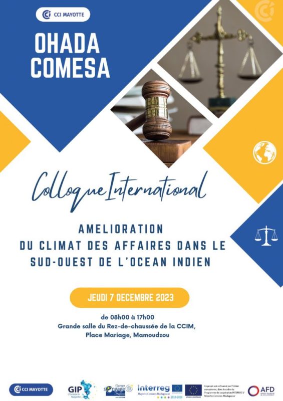 Colloque du projet OHADA Climat des affaires Océan Indien, le 07 décembre 2023 à Mamoudzou (Mayotte)